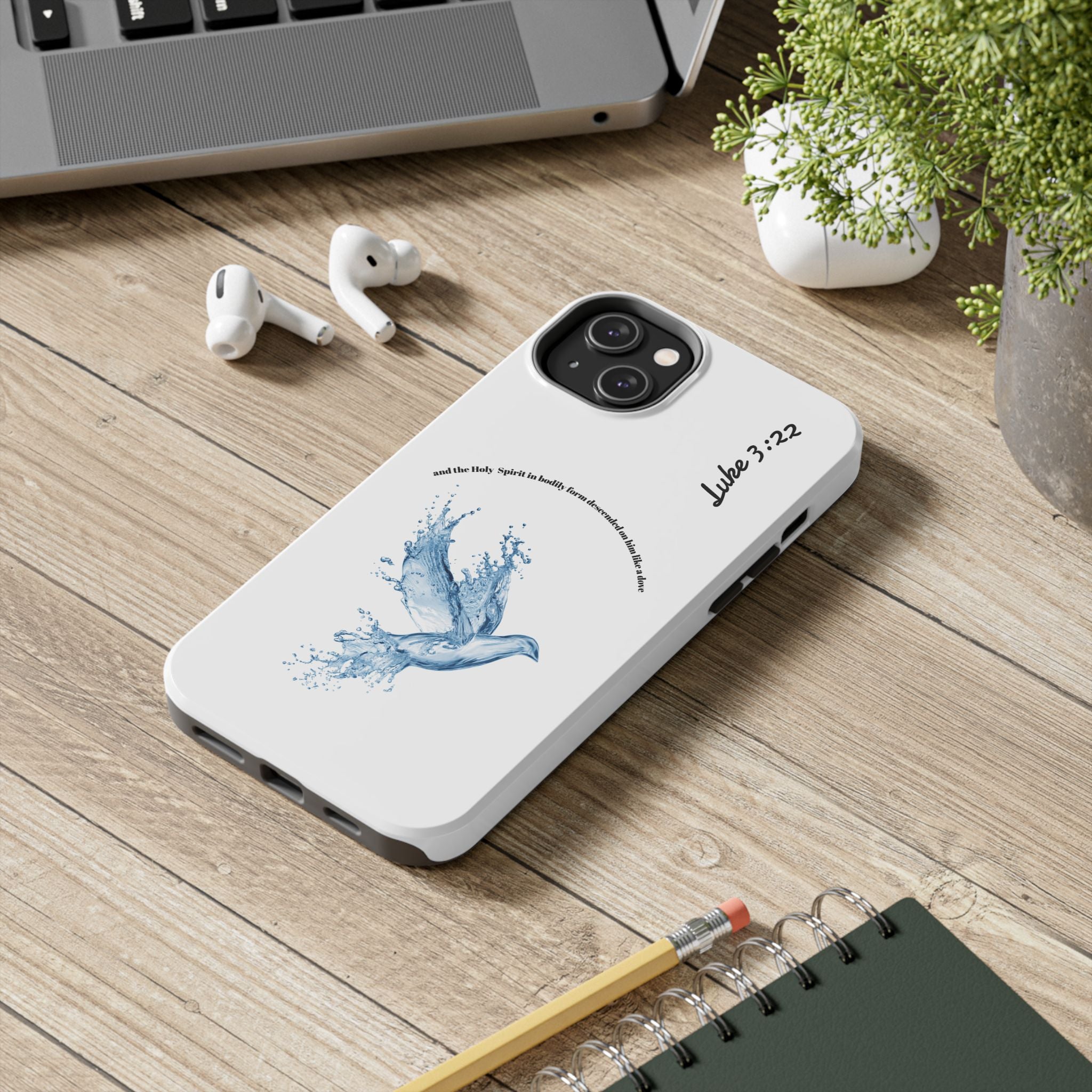 Inspirational Phone Case with Dove Design, Tough Phone Case for Christians, Luke 3:22 Verse Case, Religious Gift, Unique Bible Quote Cover