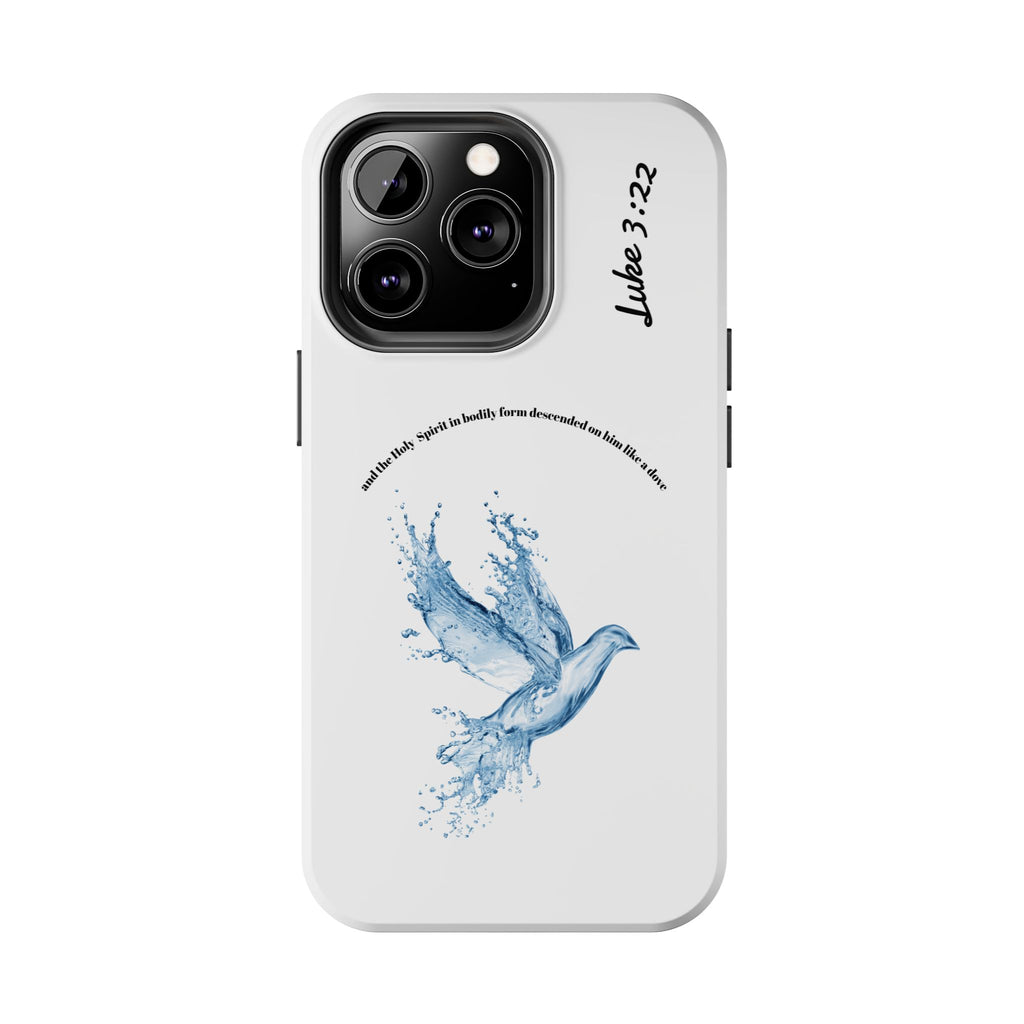 Inspirational Phone Case with Dove Design, Tough Phone Case for Christians, Luke 3:22 Verse Case, Religious Gift, Unique Bible Quote Cover