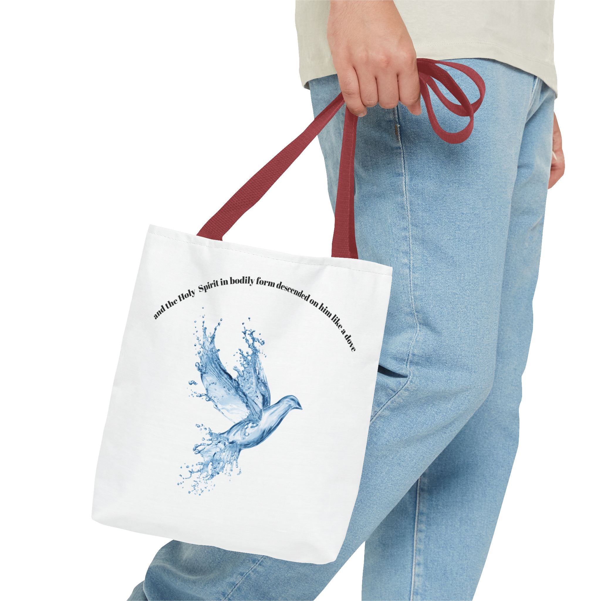 Spiritual Tote Bag with Water Splash Design, Eco-Friendly Beach Bag, Inspirational Gift, Unique Shopping Tote, Christian Art