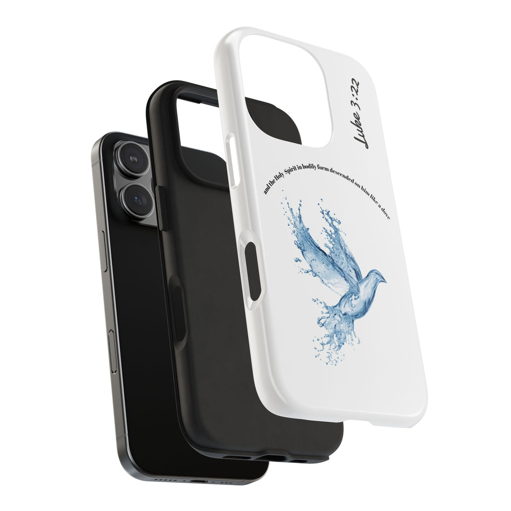 Inspirational Phone Case with Dove Design, Tough Phone Case for Christians, Luke 3:22 Verse Case, Religious Gift, Unique Bible Quote Cover
