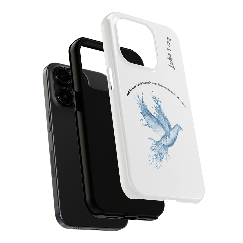 Inspirational Phone Case with Dove Design, Tough Phone Case for Christians, Luke 3:22 Verse Case, Religious Gift, Unique Bible Quote Cover