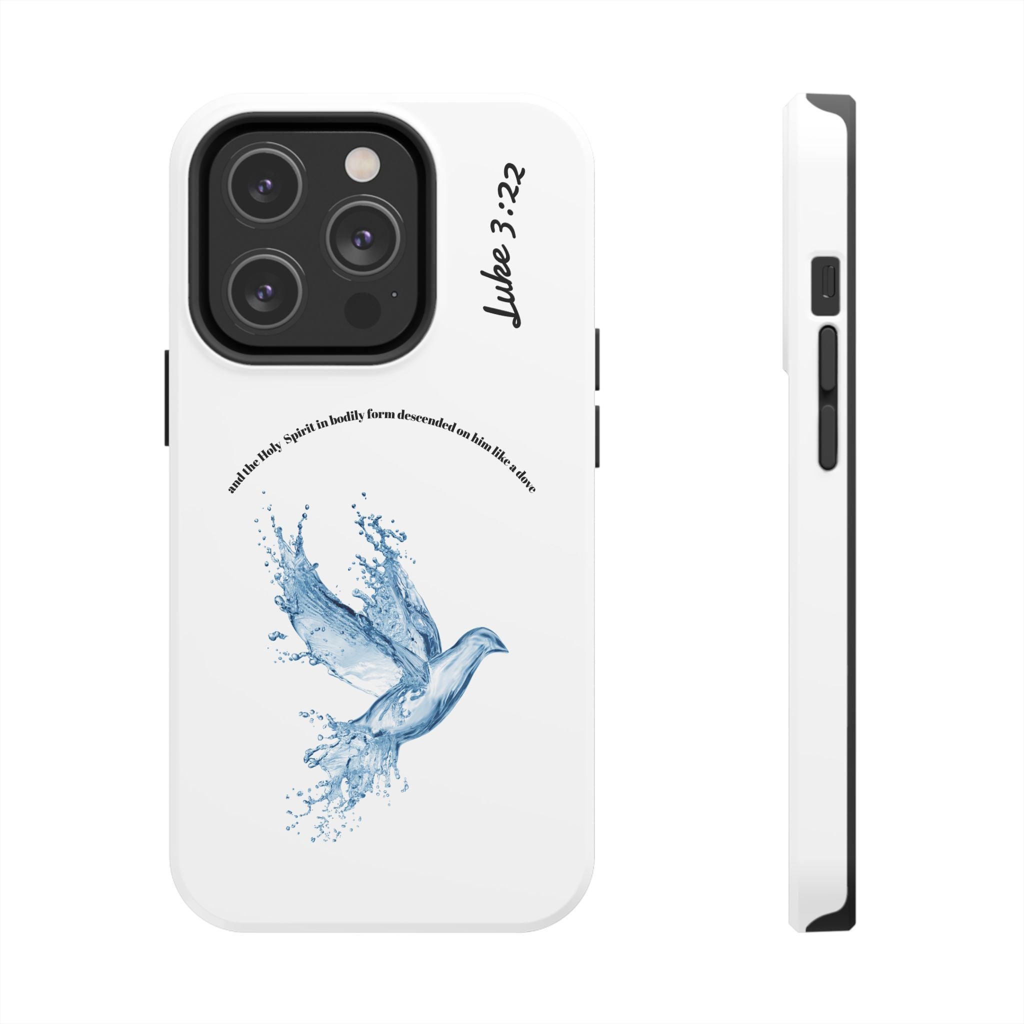 Inspirational Phone Case with Dove Design, Tough Phone Case for Christians, Luke 3:22 Verse Case, Religious Gift, Unique Bible Quote Cover