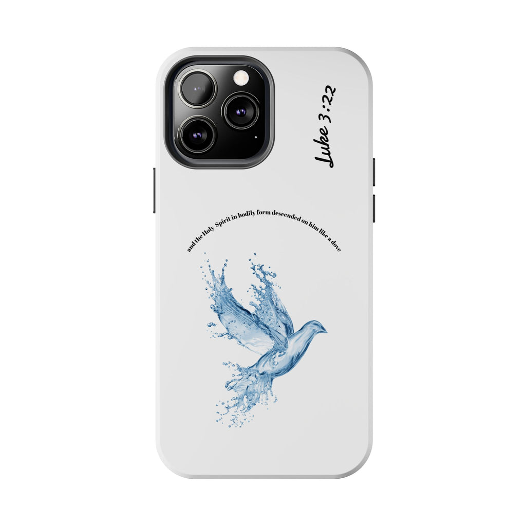 Inspirational Phone Case with Dove Design, Tough Phone Case for Christians, Luke 3:22 Verse Case, Religious Gift, Unique Bible Quote Cover