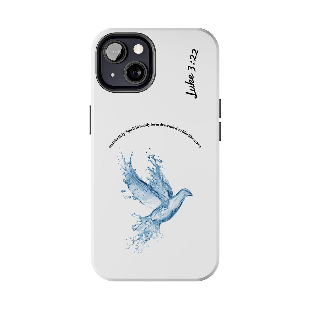 Inspirational Phone Case with Dove Design, Tough Phone Case for Christians, Luke 3:22 Verse Case, Religious Gift, Unique Bible Quote Cover