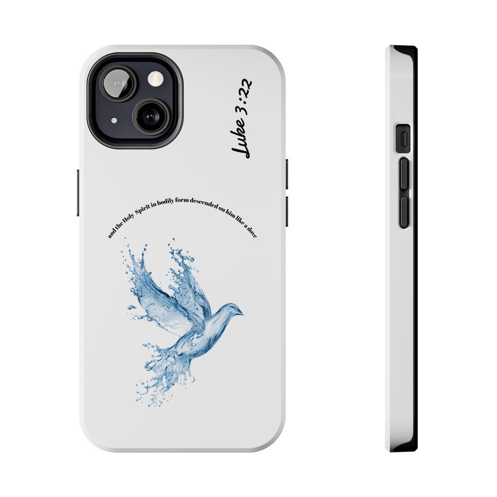 Inspirational Phone Case with Dove Design, Tough Phone Case for Christians, Luke 3:22 Verse Case, Religious Gift, Unique Bible Quote Cover