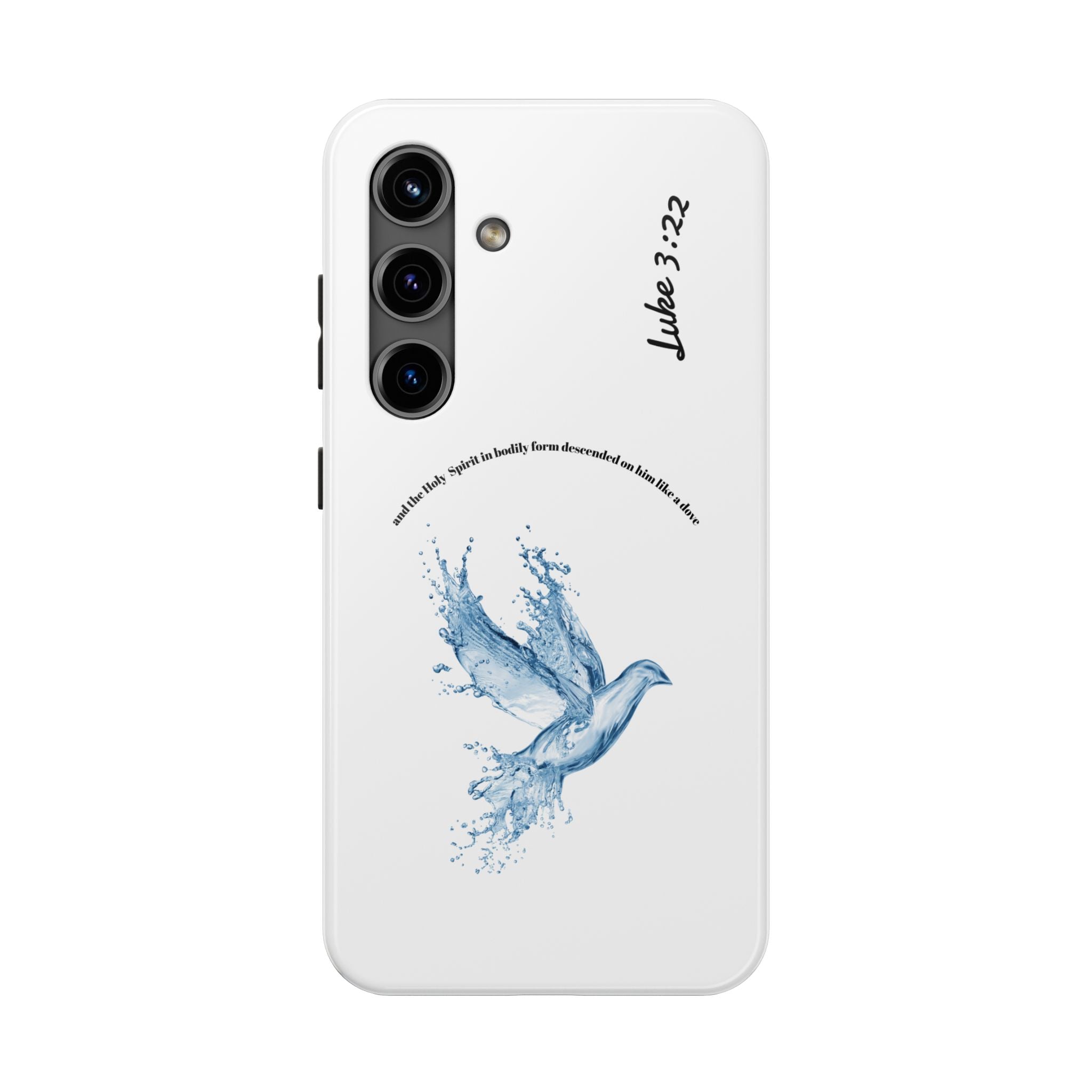 Inspirational Phone Case with Dove Design, Tough Phone Case for Christians, Luke 3:22 Verse Case, Religious Gift, Unique Bible Quote Cover