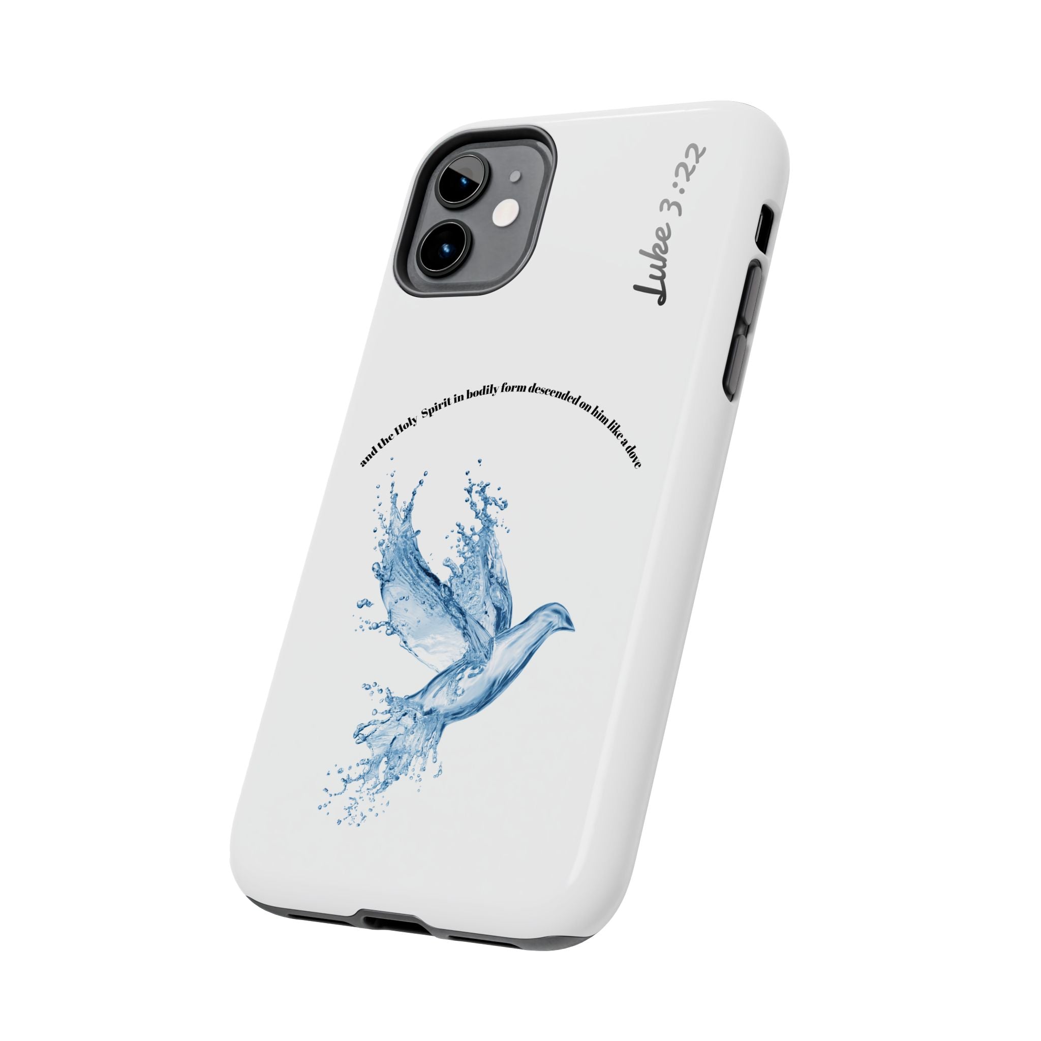 Inspirational Phone Case with Dove Design, Tough Phone Case for Christians, Luke 3:22 Verse Case, Religious Gift, Unique Bible Quote Cover