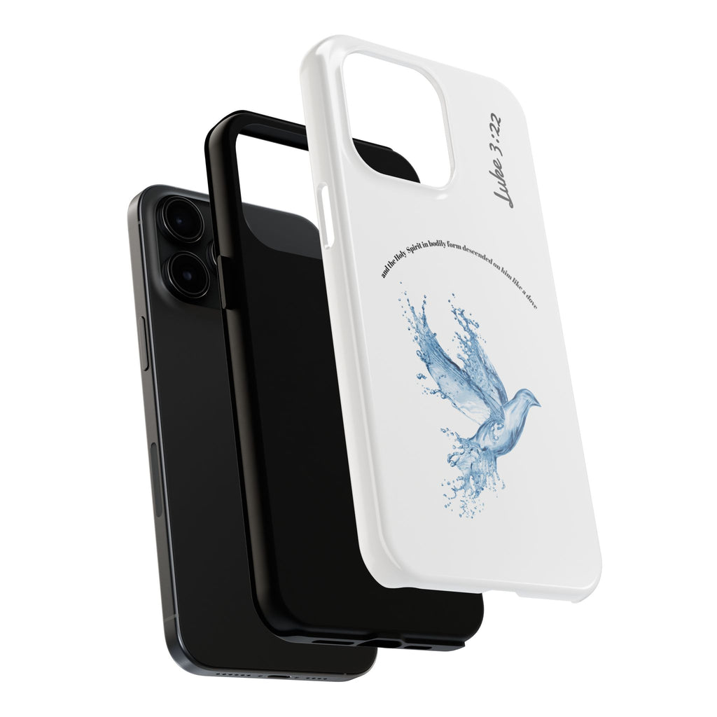 Inspirational Phone Case with Dove Design, Tough Phone Case for Christians, Luke 3:22 Verse Case, Religious Gift, Unique Bible Quote Cover