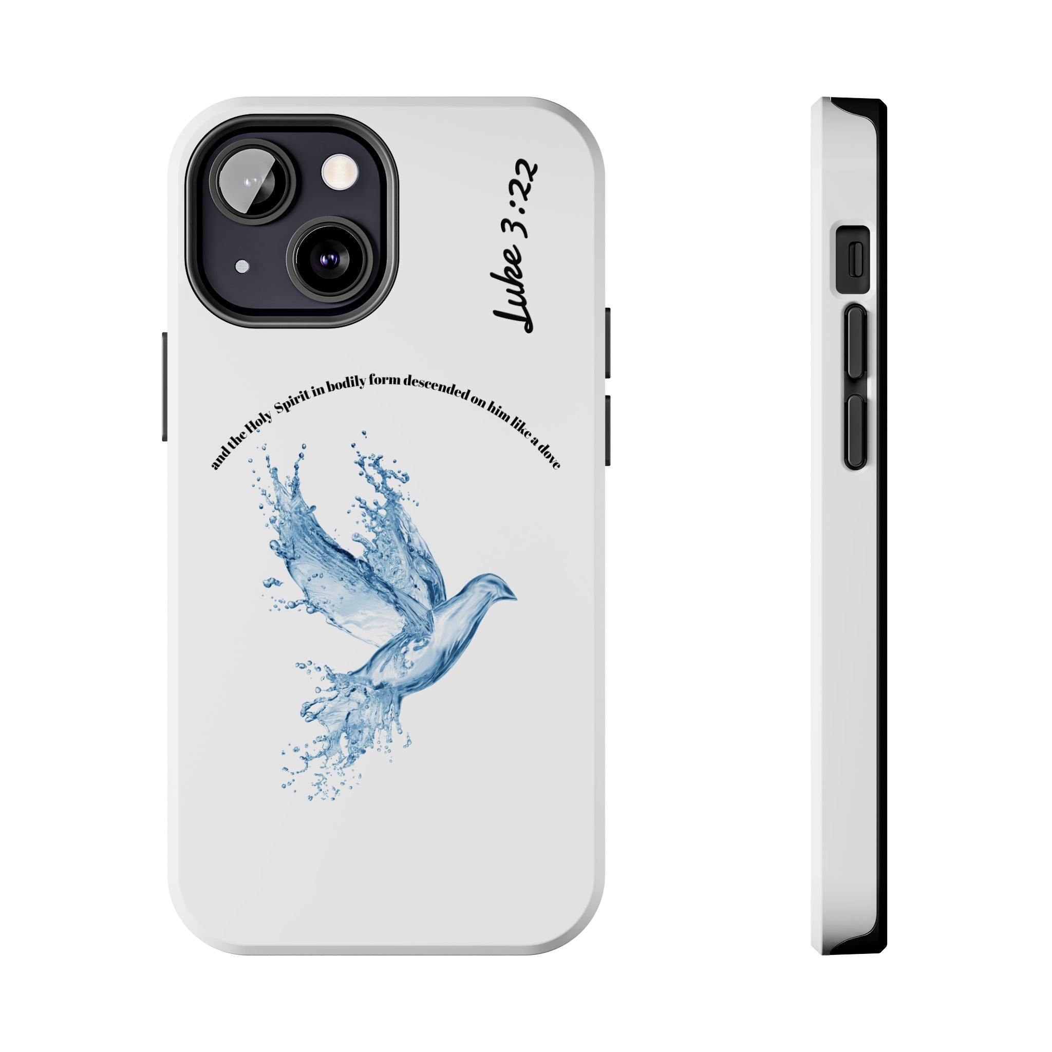 Inspirational Phone Case with Dove Design, Tough Phone Case for Christians, Luke 3:22 Verse Case, Religious Gift, Unique Bible Quote Cover