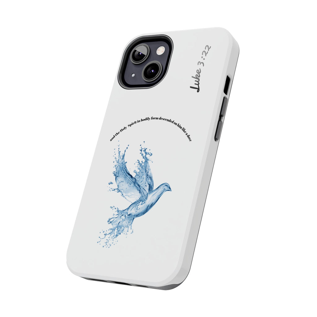 Inspirational Phone Case with Dove Design, Tough Phone Case for Christians, Luke 3:22 Verse Case, Religious Gift, Unique Bible Quote Cover
