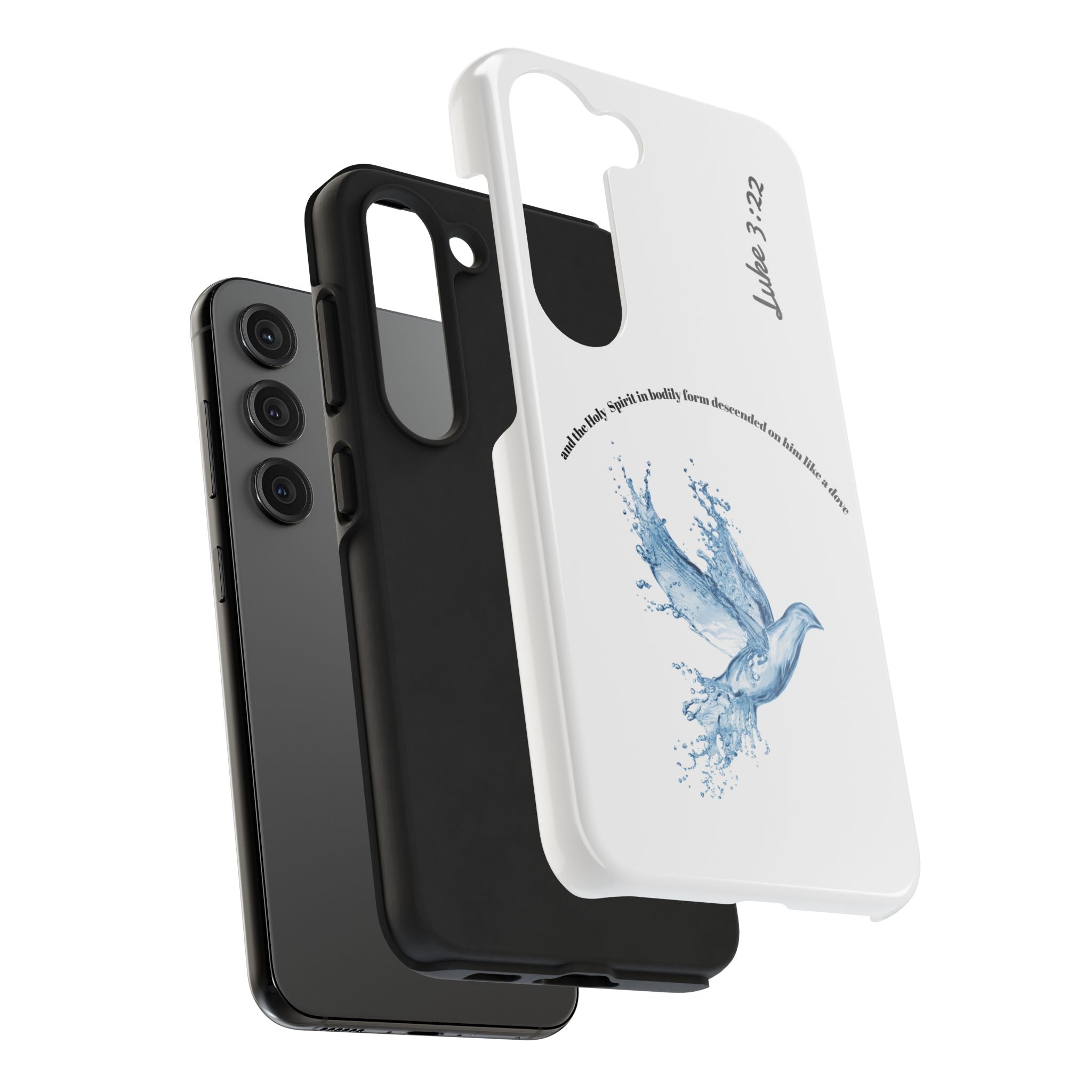 Inspirational Phone Case with Dove Design, Tough Phone Case for Christians, Luke 3:22 Verse Case, Religious Gift, Unique Bible Quote Cover