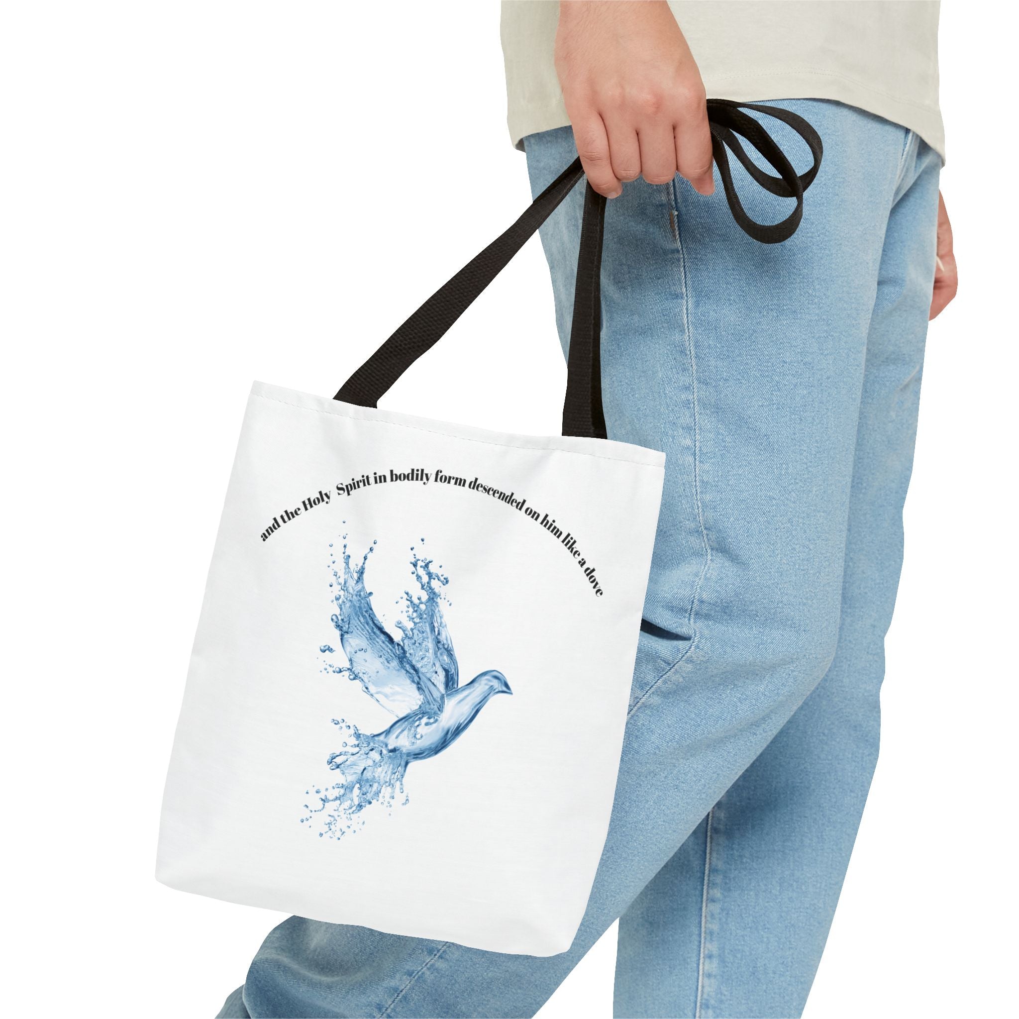 Spiritual Tote Bag with Water Splash Design, Eco-Friendly Beach Bag, Inspirational Gift, Unique Shopping Tote, Christian Art