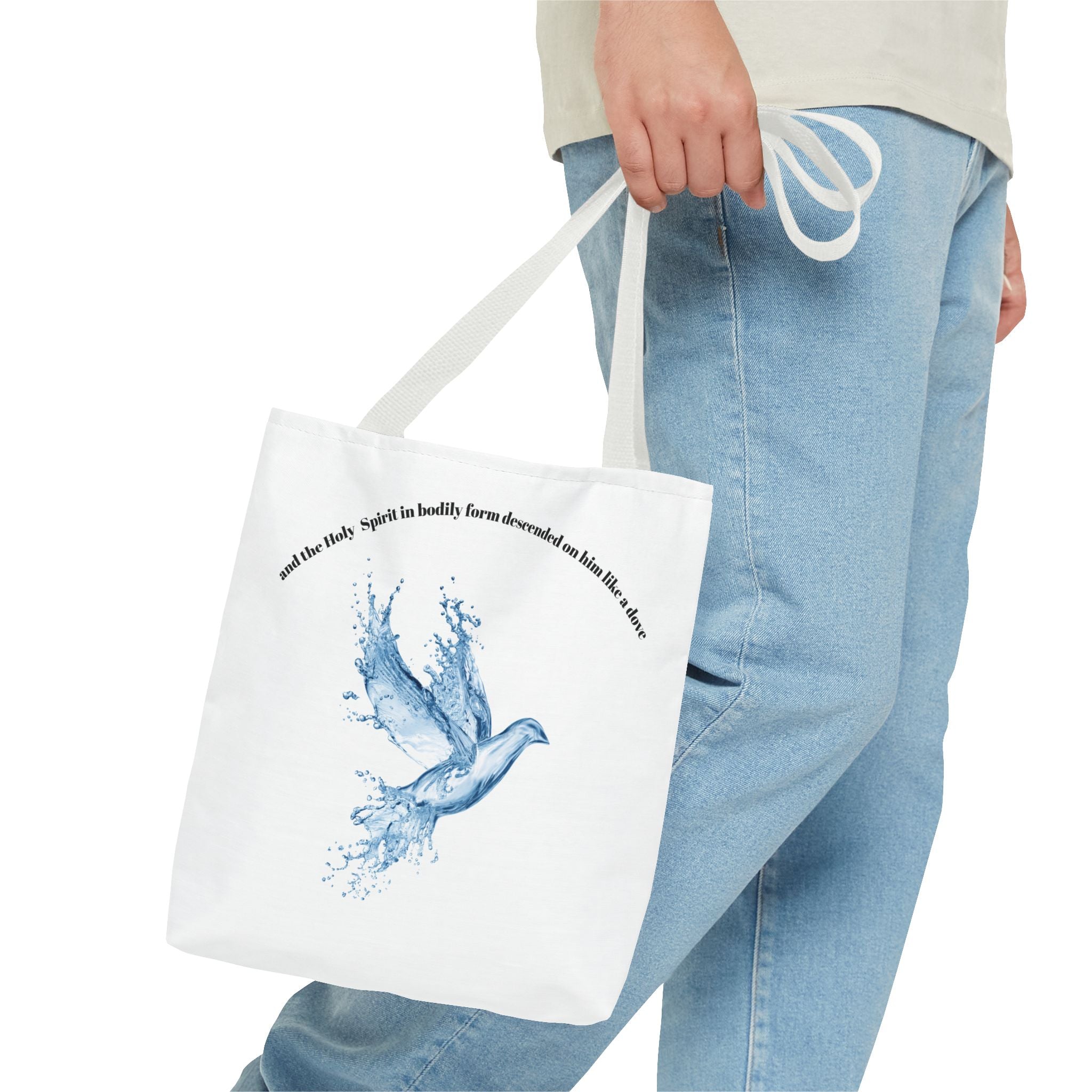 Spiritual Tote Bag with Water Splash Design, Eco-Friendly Beach Bag, Inspirational Gift, Unique Shopping Tote, Christian Art