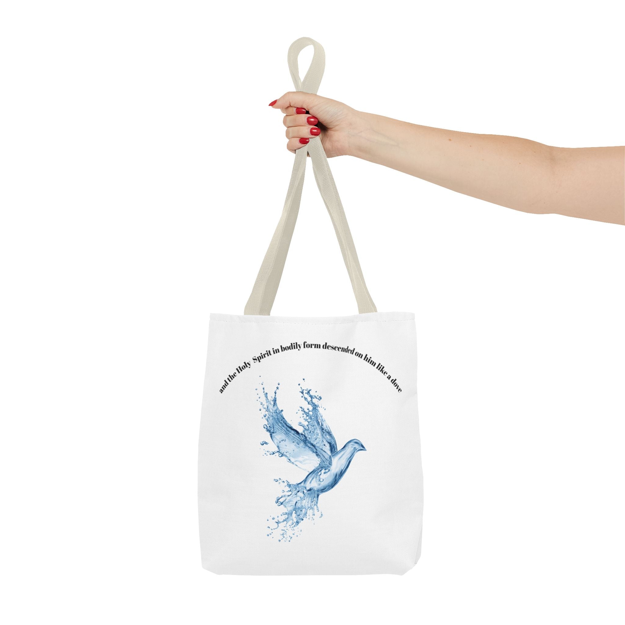 Spiritual Tote Bag with Water Splash Design, Eco-Friendly Beach Bag, Inspirational Gift, Unique Shopping Tote, Christian Art