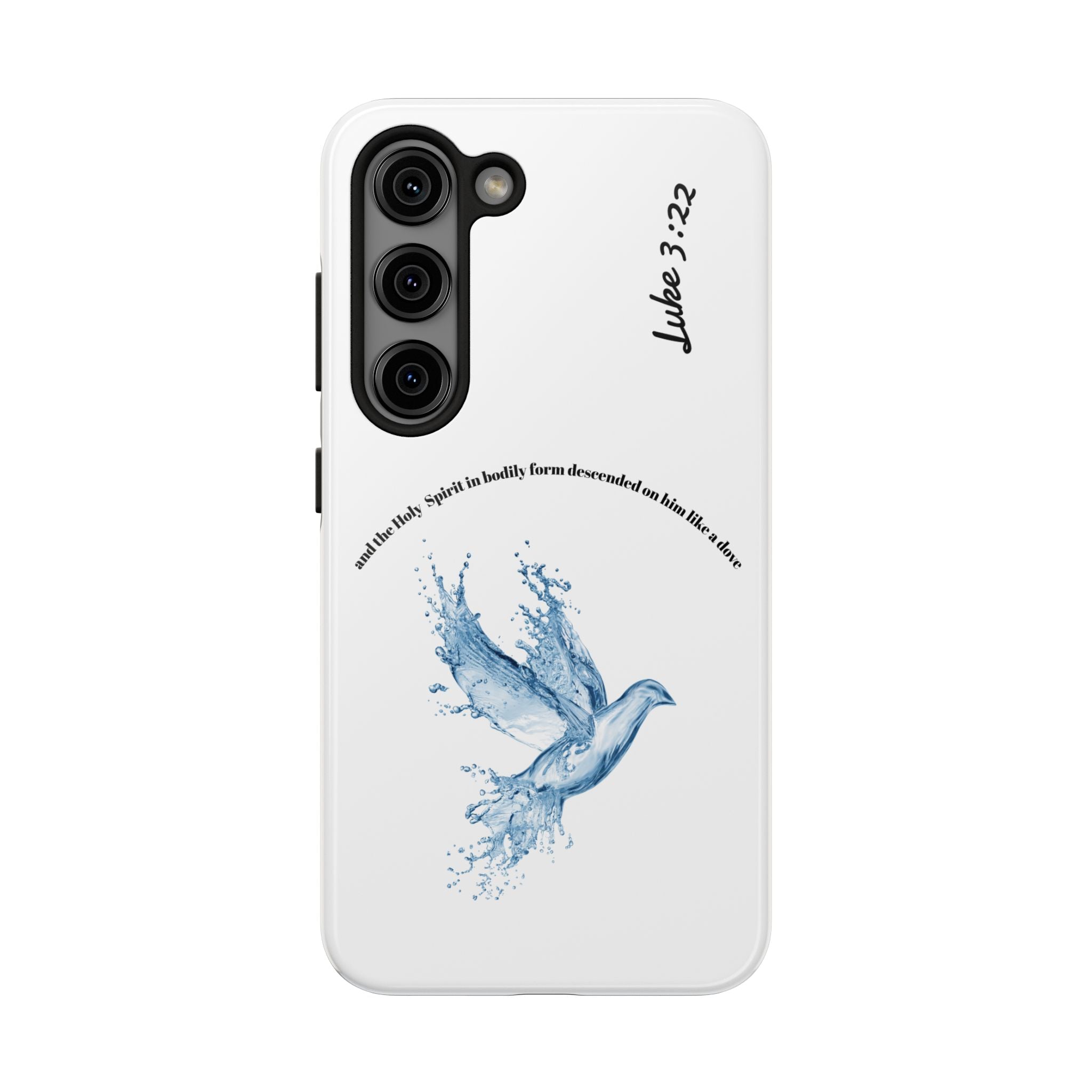 Inspirational Phone Case with Dove Design, Tough Phone Case for Christians, Luke 3:22 Verse Case, Religious Gift, Unique Bible Quote Cover