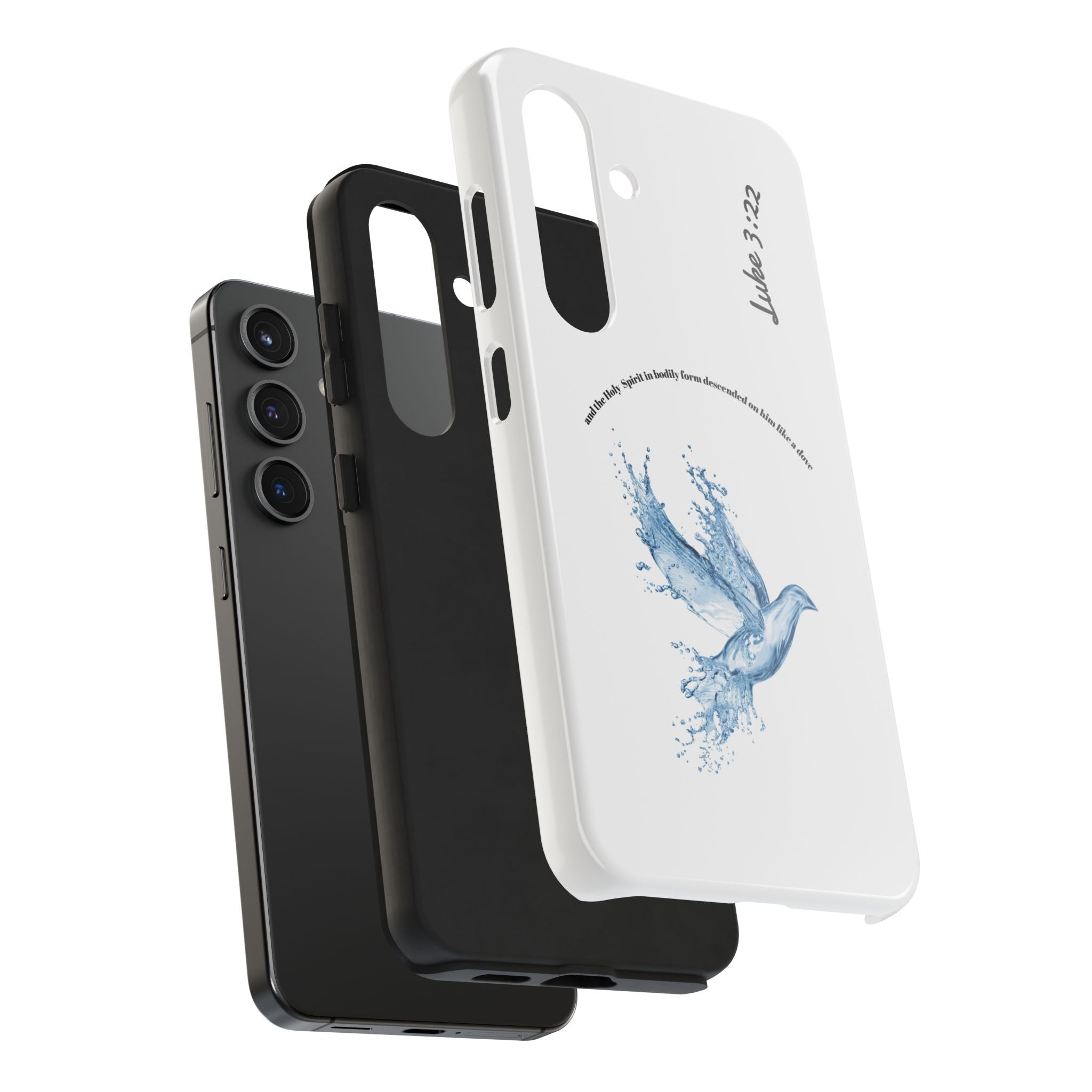Inspirational Phone Case with Dove Design, Tough Phone Case for Christians, Luke 3:22 Verse Case, Religious Gift, Unique Bible Quote Cover