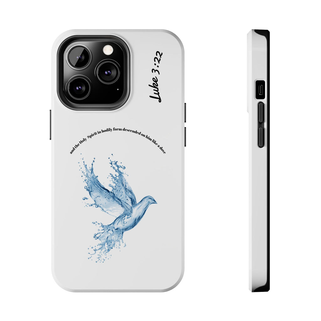 Inspirational Phone Case with Dove Design, Tough Phone Case for Christians, Luke 3:22 Verse Case, Religious Gift, Unique Bible Quote Cover