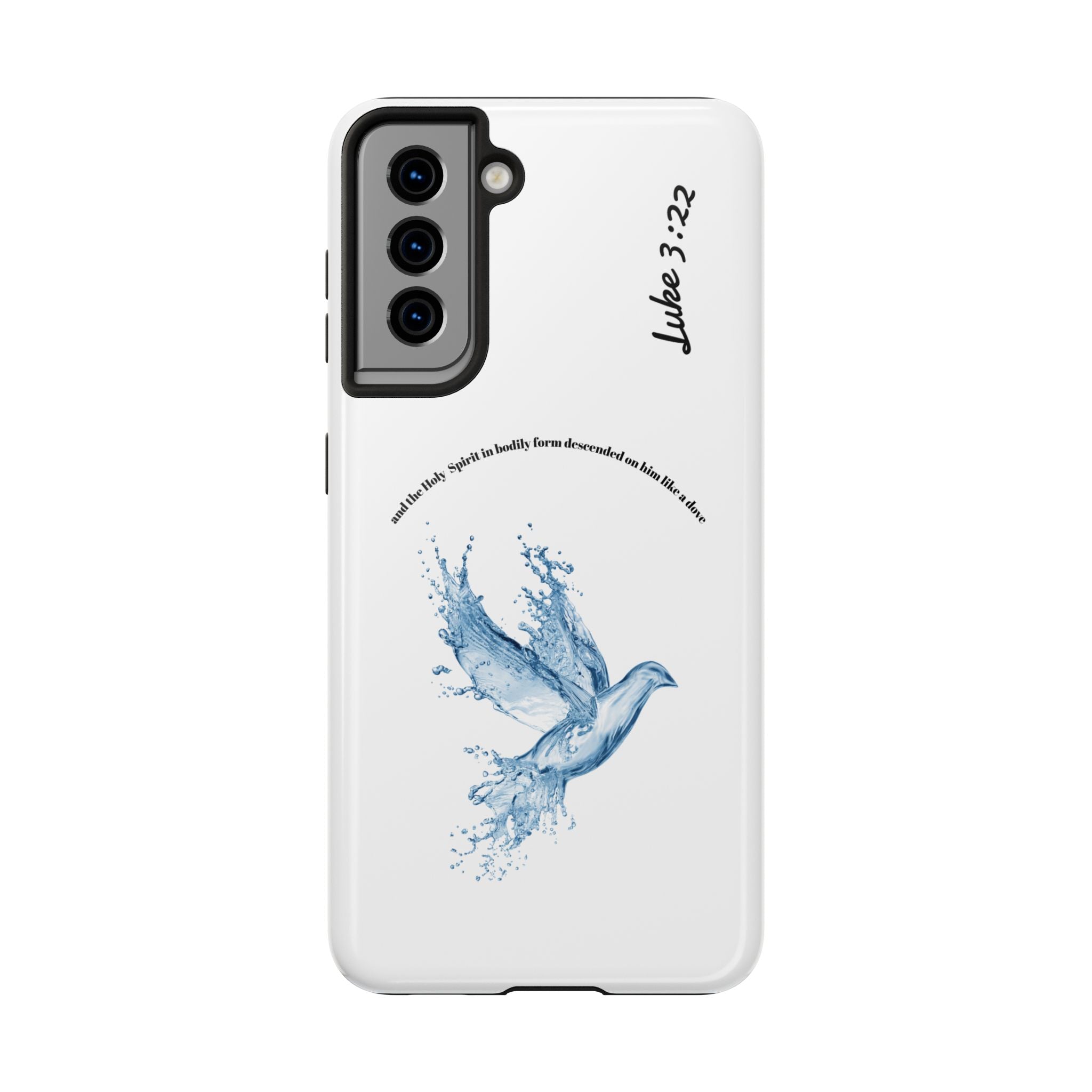 Inspirational Phone Case with Dove Design, Tough Phone Case for Christians, Luke 3:22 Verse Case, Religious Gift, Unique Bible Quote Cover