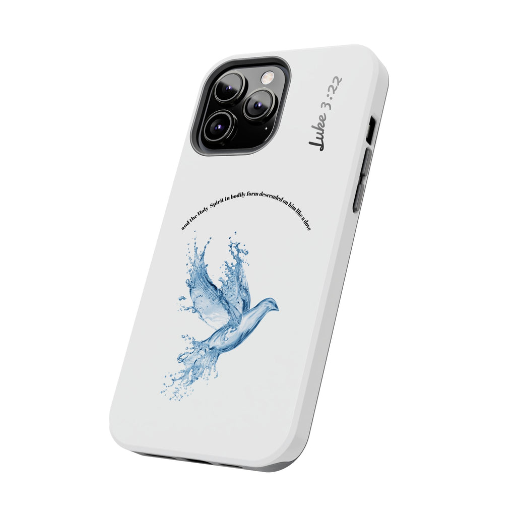 Inspirational Phone Case with Dove Design, Tough Phone Case for Christians, Luke 3:22 Verse Case, Religious Gift, Unique Bible Quote Cover