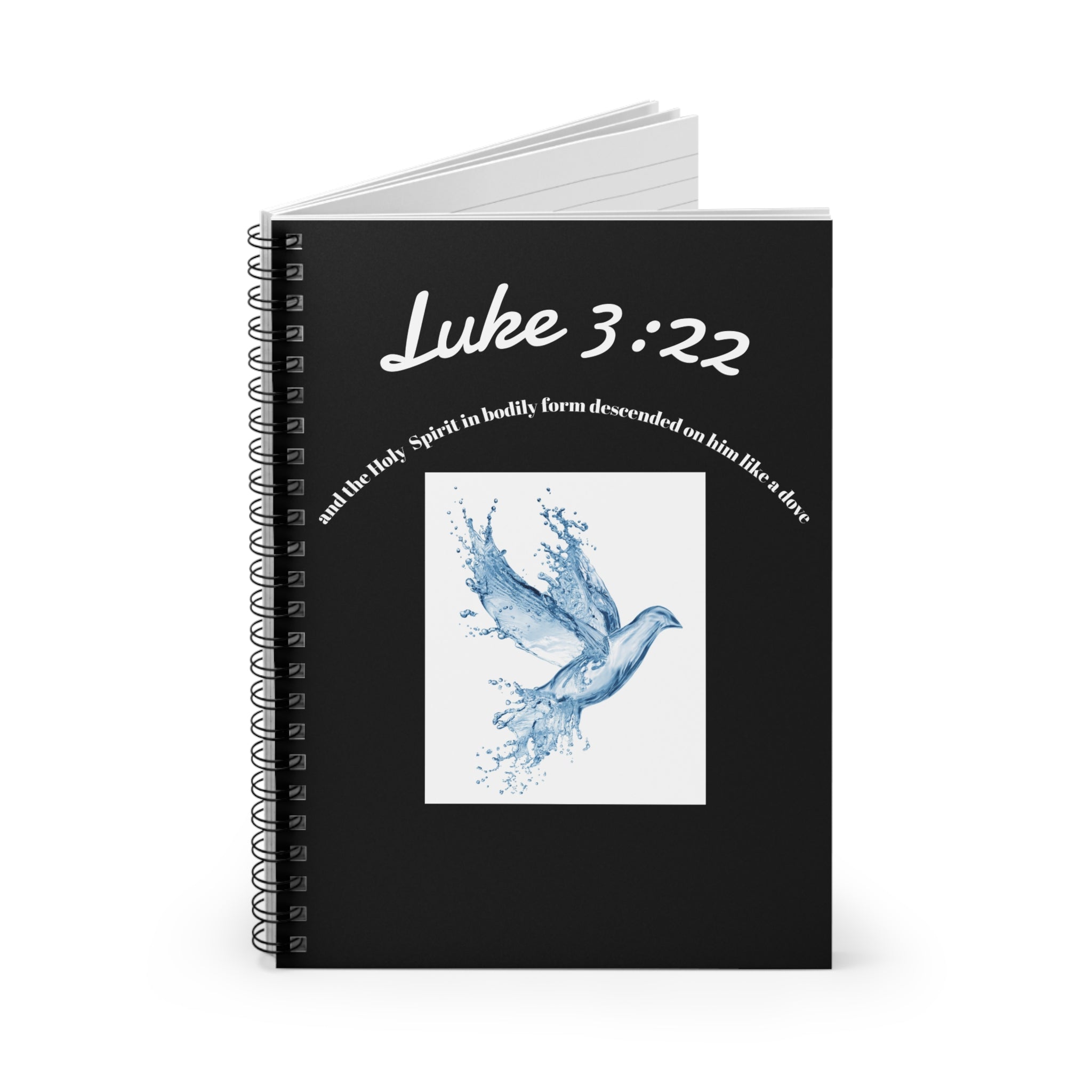 Inspirational Spiral Notebook - Luke 3:22 Design, Journal, Notepad, Faith-Based Gift, Christian Devotional, Unique Stationery
