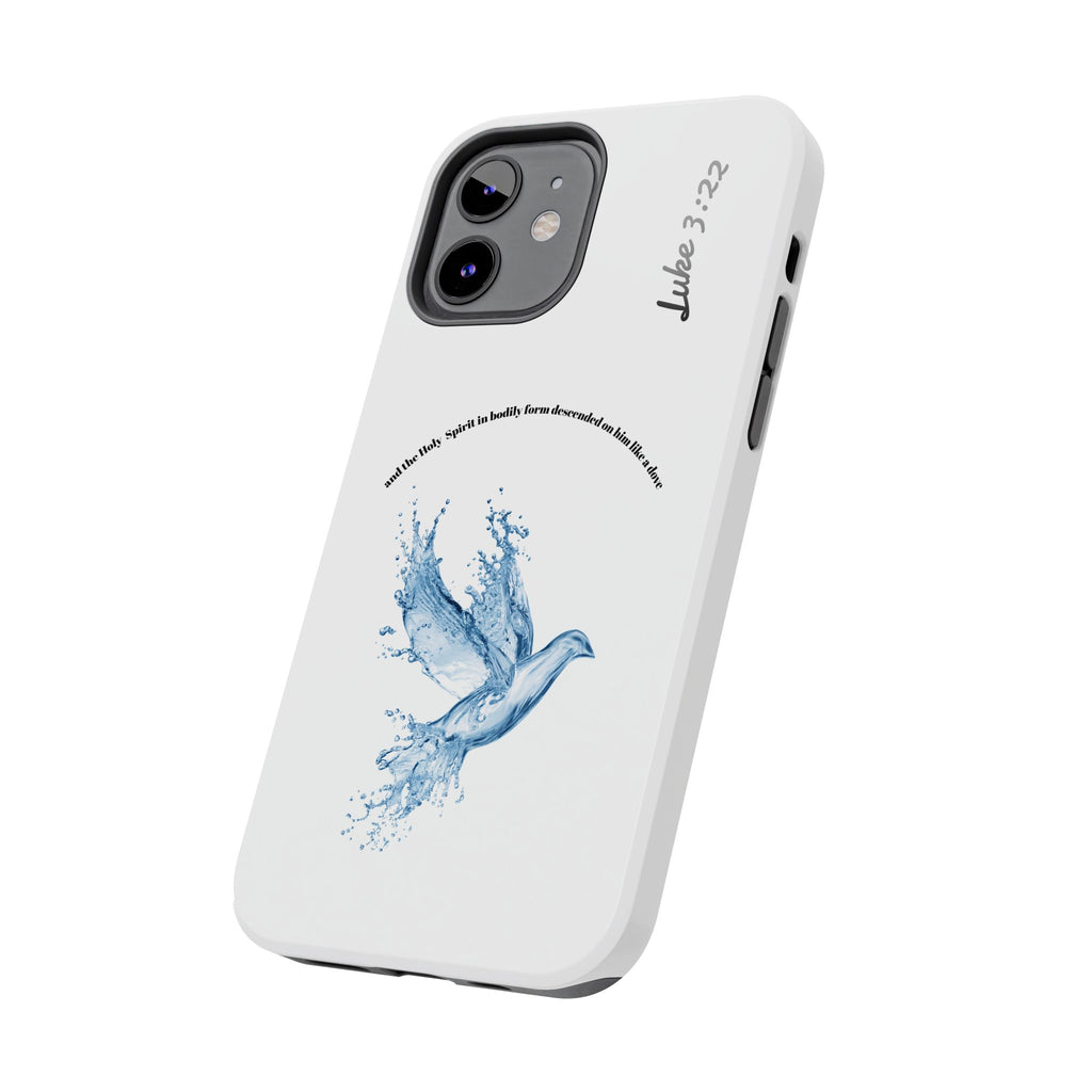 Inspirational Phone Case with Dove Design, Tough Phone Case for Christians, Luke 3:22 Verse Case, Religious Gift, Unique Bible Quote Cover