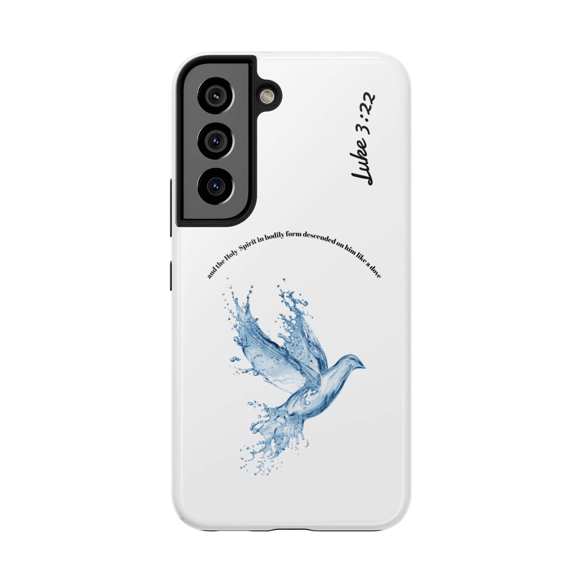 Inspirational Phone Case with Dove Design, Tough Phone Case for Christians, Luke 3:22 Verse Case, Religious Gift, Unique Bible Quote Cover