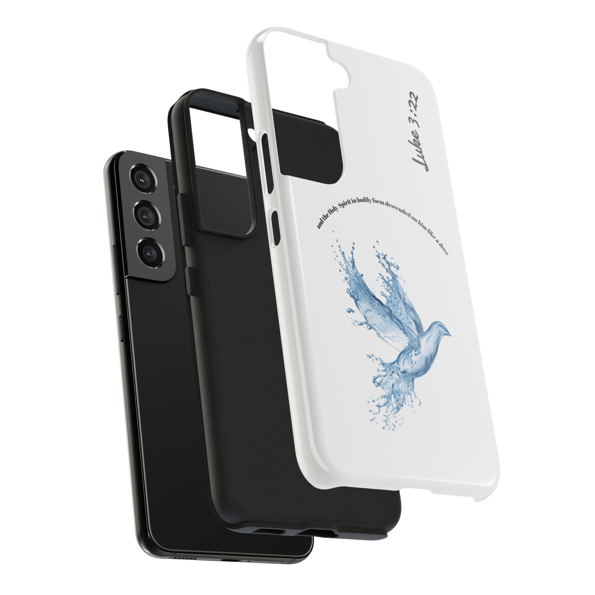 Inspirational Phone Case with Dove Design, Tough Phone Case for Christians, Luke 3:22 Verse Case, Religious Gift, Unique Bible Quote Cover