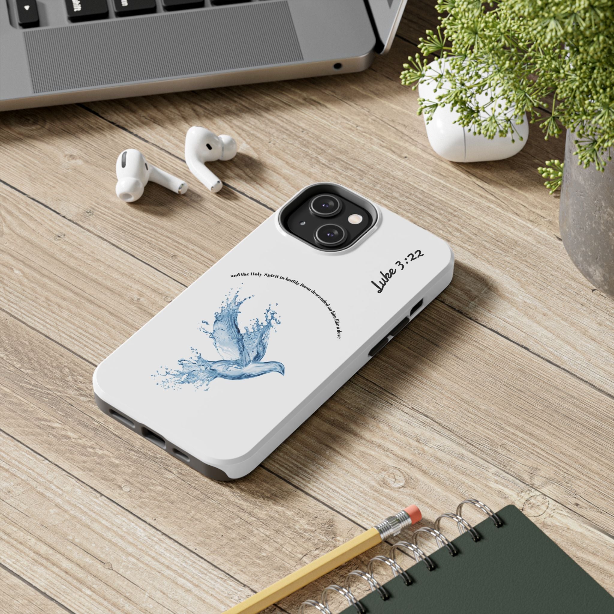 Inspirational Phone Case with Dove Design, Tough Phone Case for Christians, Luke 3:22 Verse Case, Religious Gift, Unique Bible Quote Cover