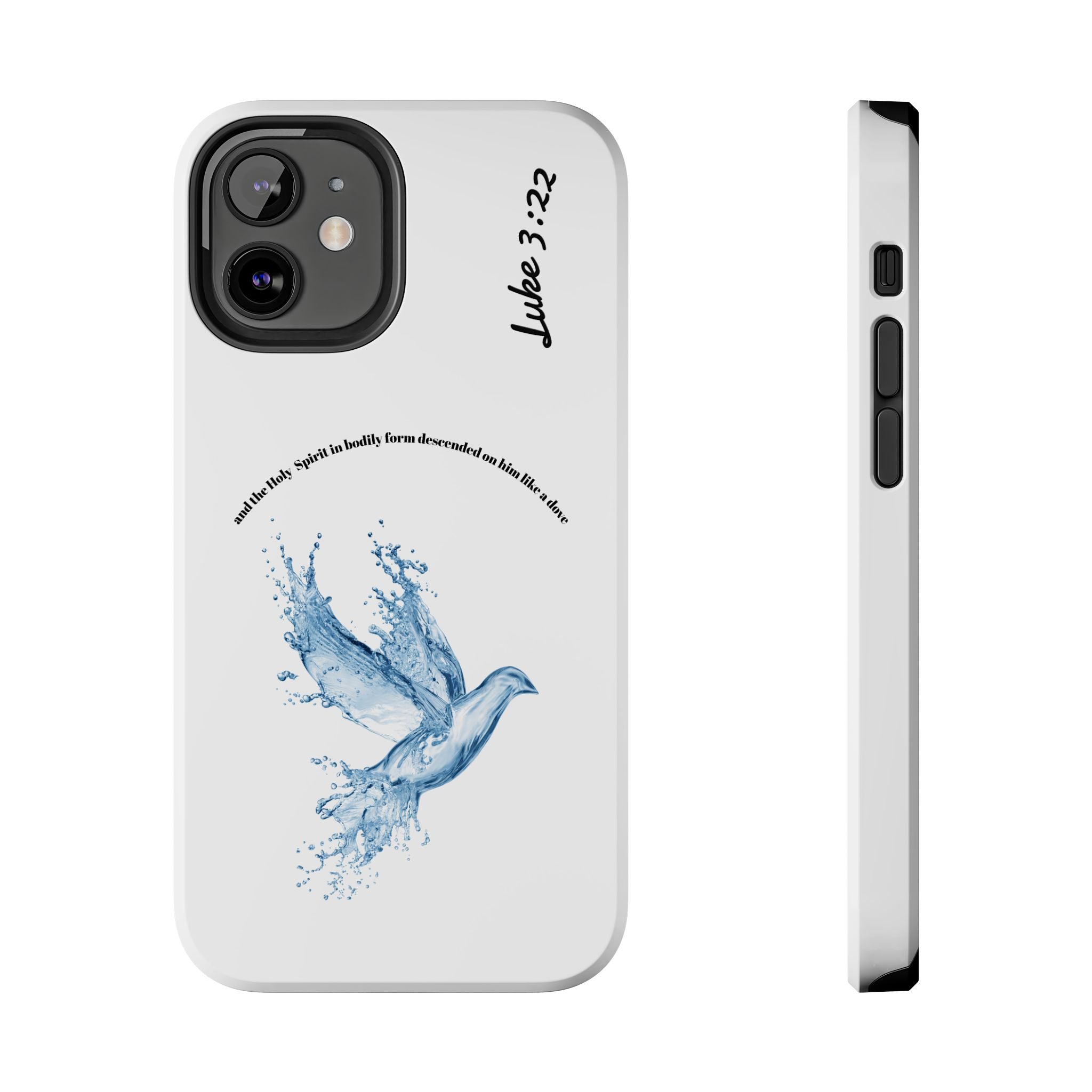Inspirational Phone Case with Dove Design, Tough Phone Case for Christians, Luke 3:22 Verse Case, Religious Gift, Unique Bible Quote Cover